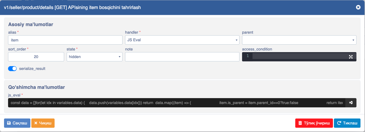 API js eval handlerga misol