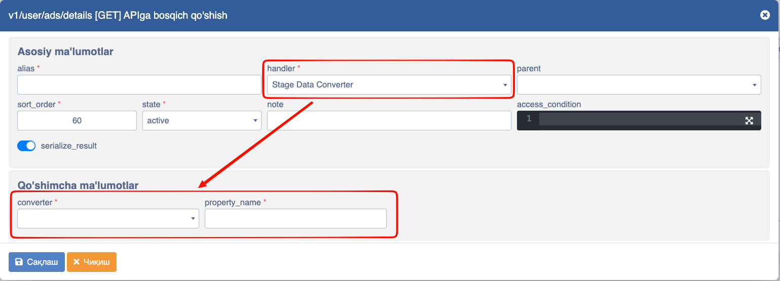 API request stage data converter