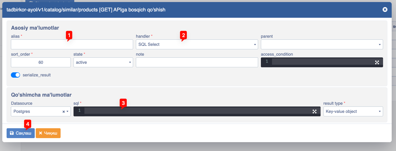 API stage add forma misol
