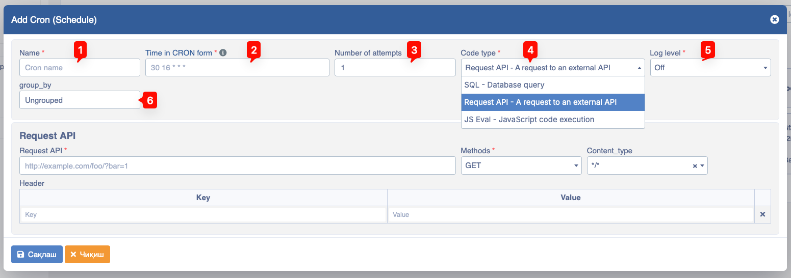 Cron add new cron modal