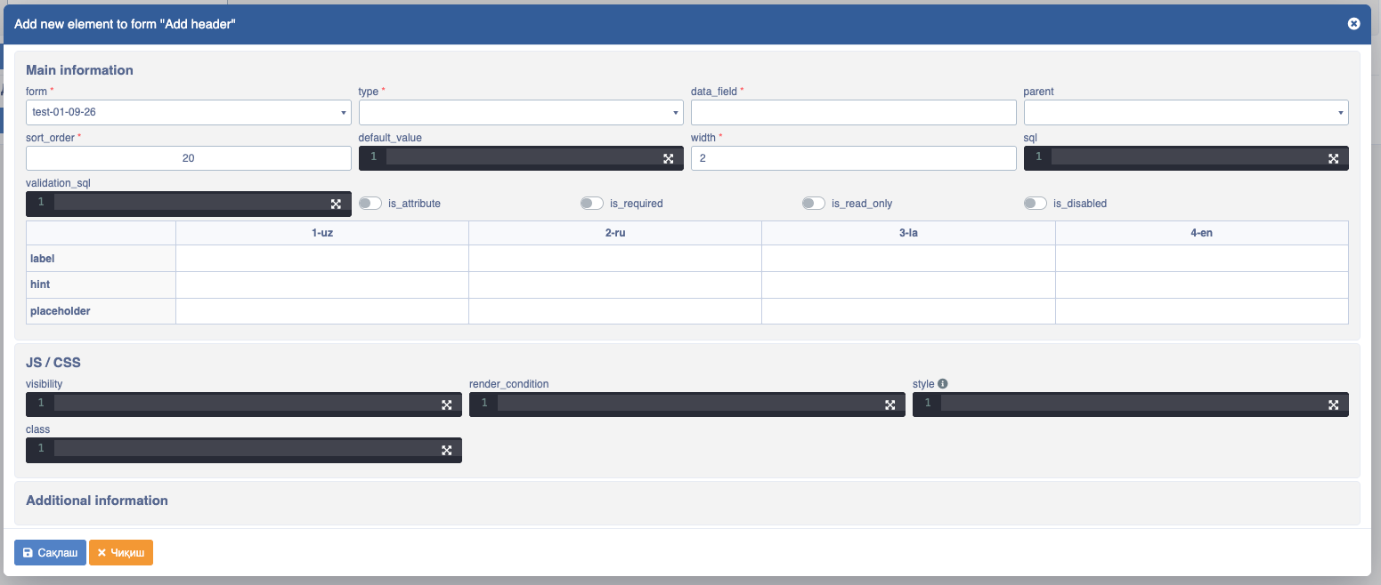 Form add new clone element modal