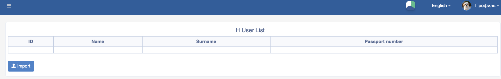 Import create table and button