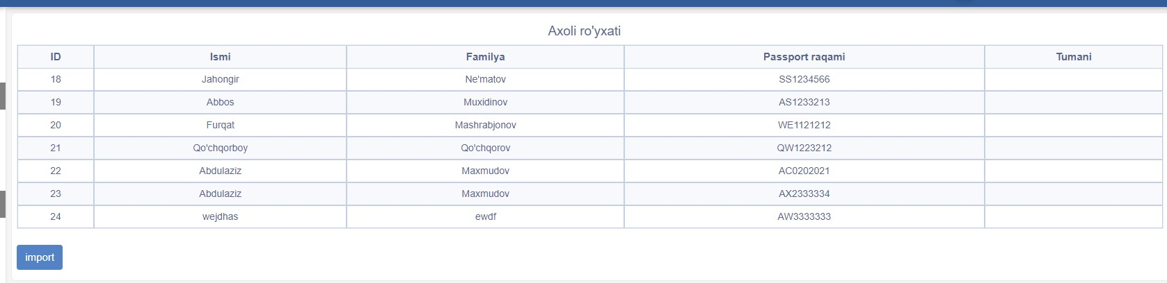 Import final result