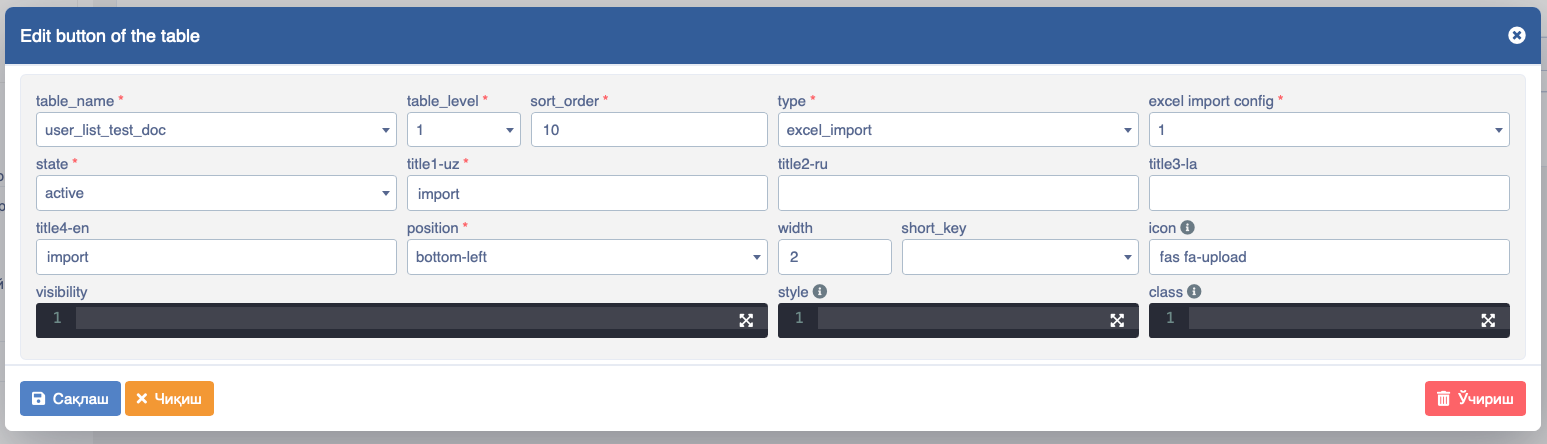 Import name the button