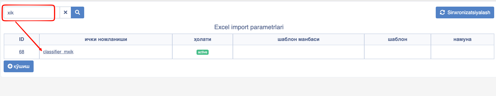 Import izlash namunasi