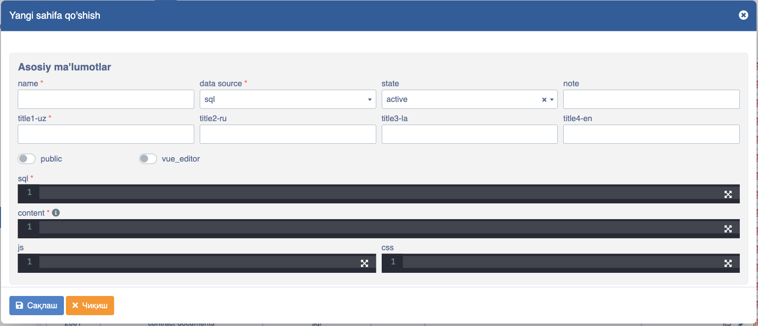 New Page addition without vue-editor